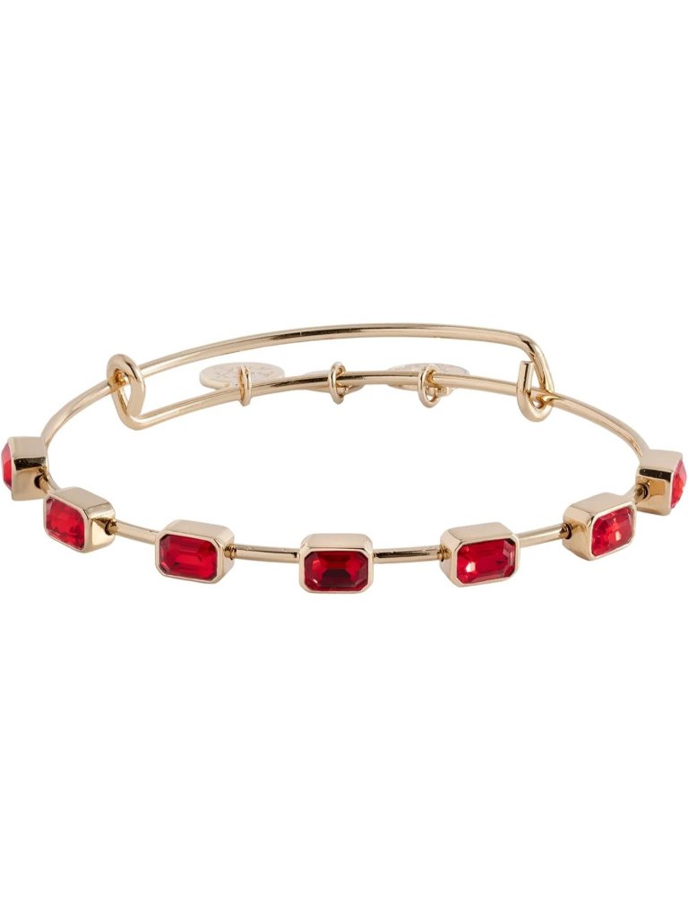July Birthstone Bangle Shiny Gold Birthstone Emerald Cut Bangle Bracelet